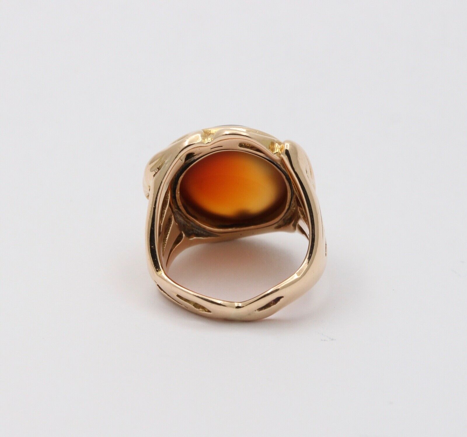 Art Nouveau Agate 14K Yellow Gold Ring