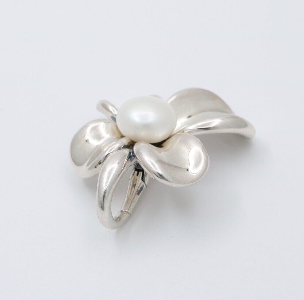 Vintage Sterling Silver Ann King Pearl Orchard Flower Pendant