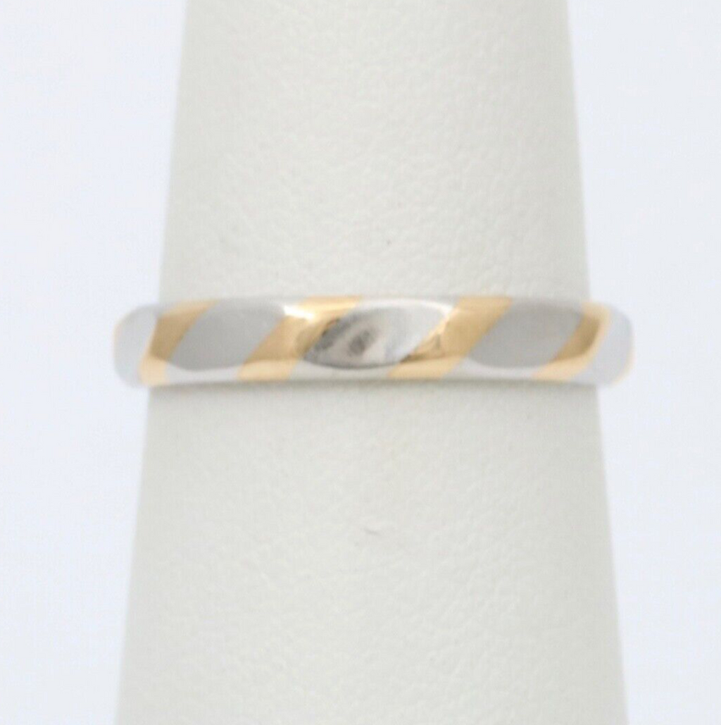 Geneva Two-tone Platinum & 18K Yellow Gold Striped Stacking Band
