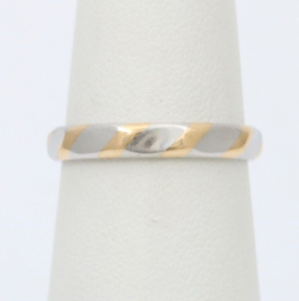 Geneva Two-tone Platinum & 18K Yellow Gold Striped Stacking Band