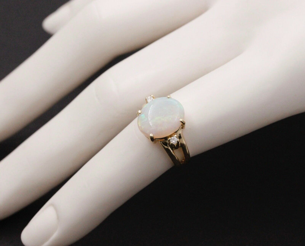 Vintage Opal Diamonds 14K Yellow Gold Ring