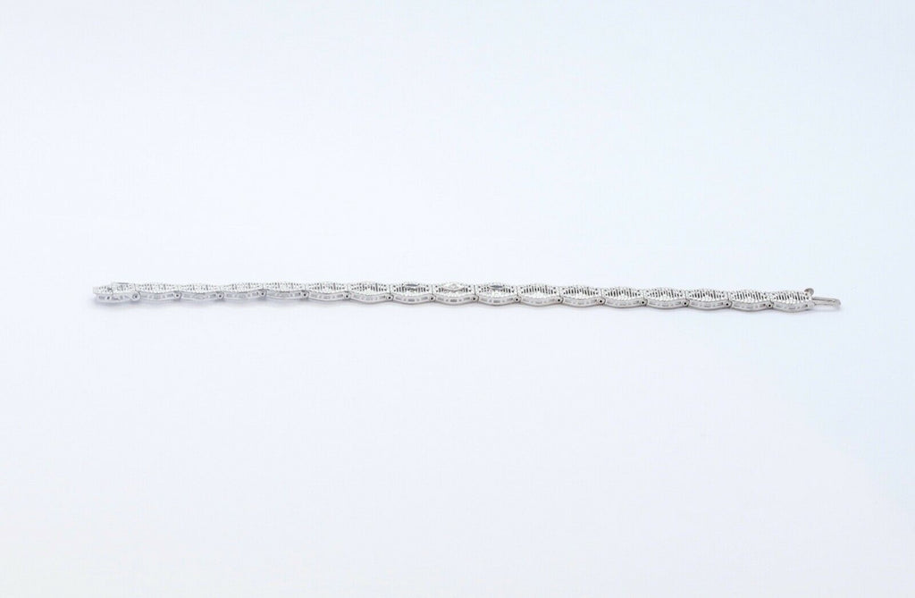 Art Deco Ladies 14K White Gold Diamond Sapphires Bracelet