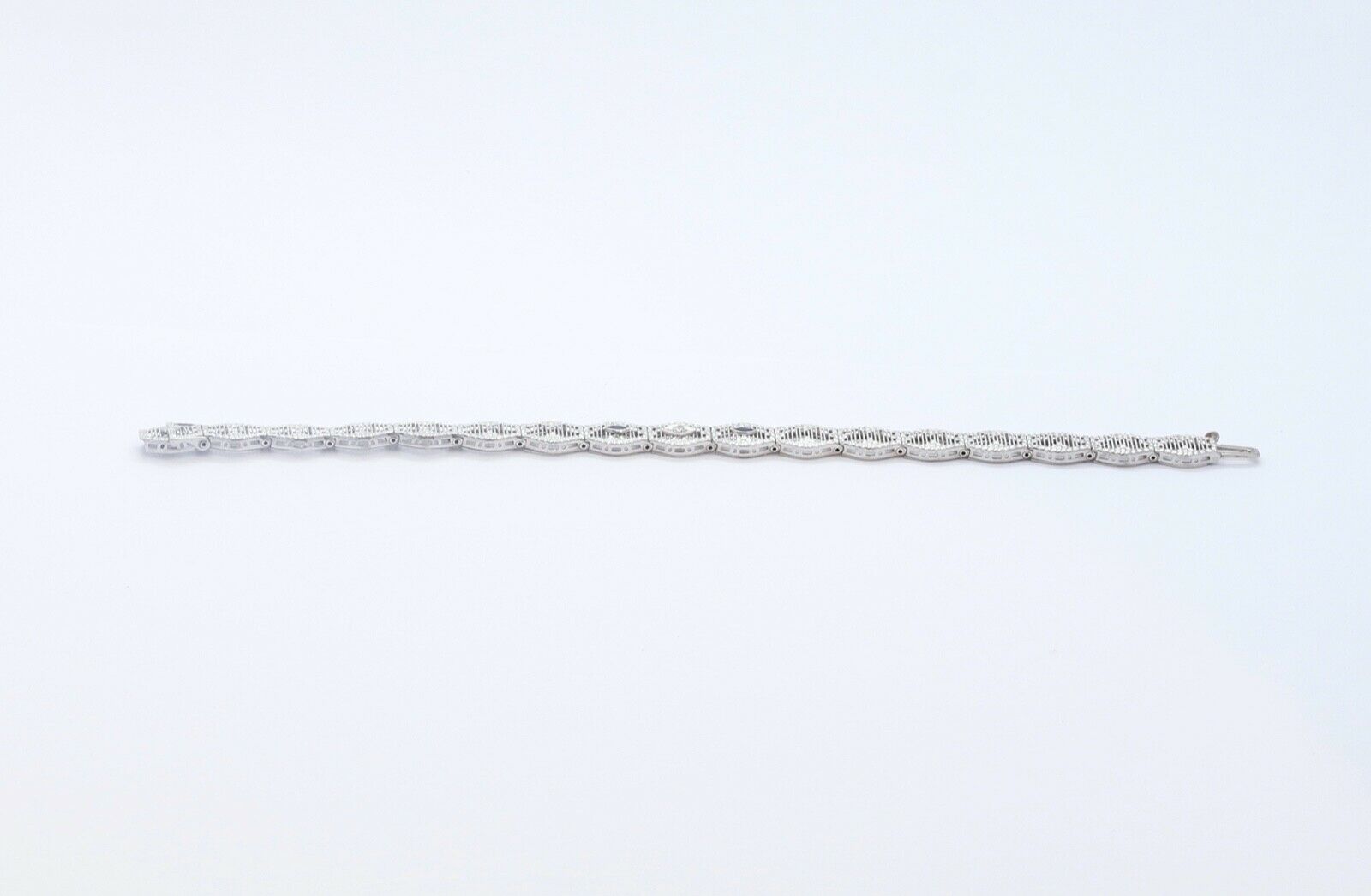 Art Deco Ladies 14K White Gold Diamond Sapphires Bracelet