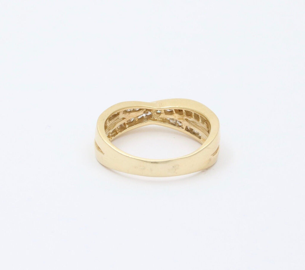 Vintage Crossover Diamonds 14K Yellow Gold Ring
