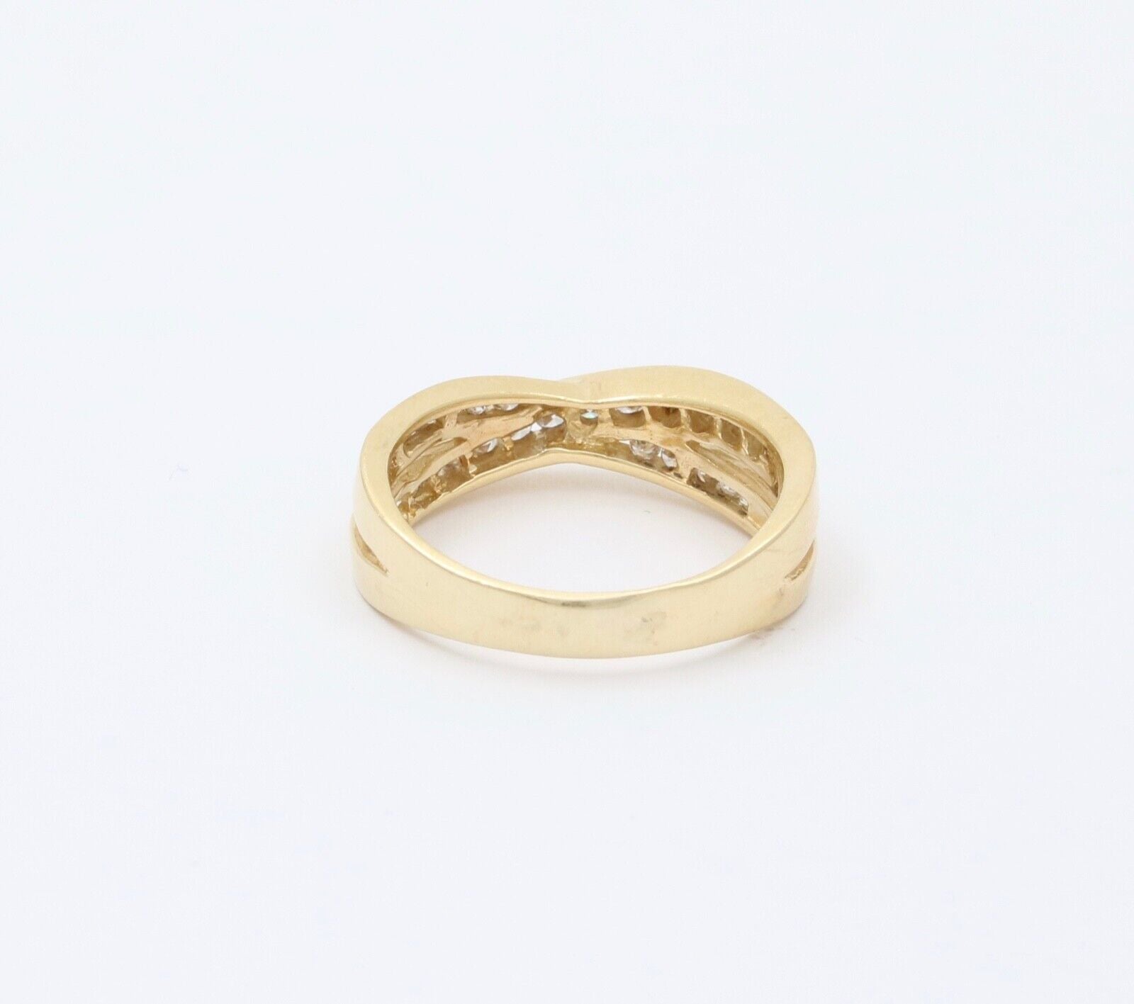 Vintage Crossover Diamonds 14K Yellow Gold Ring