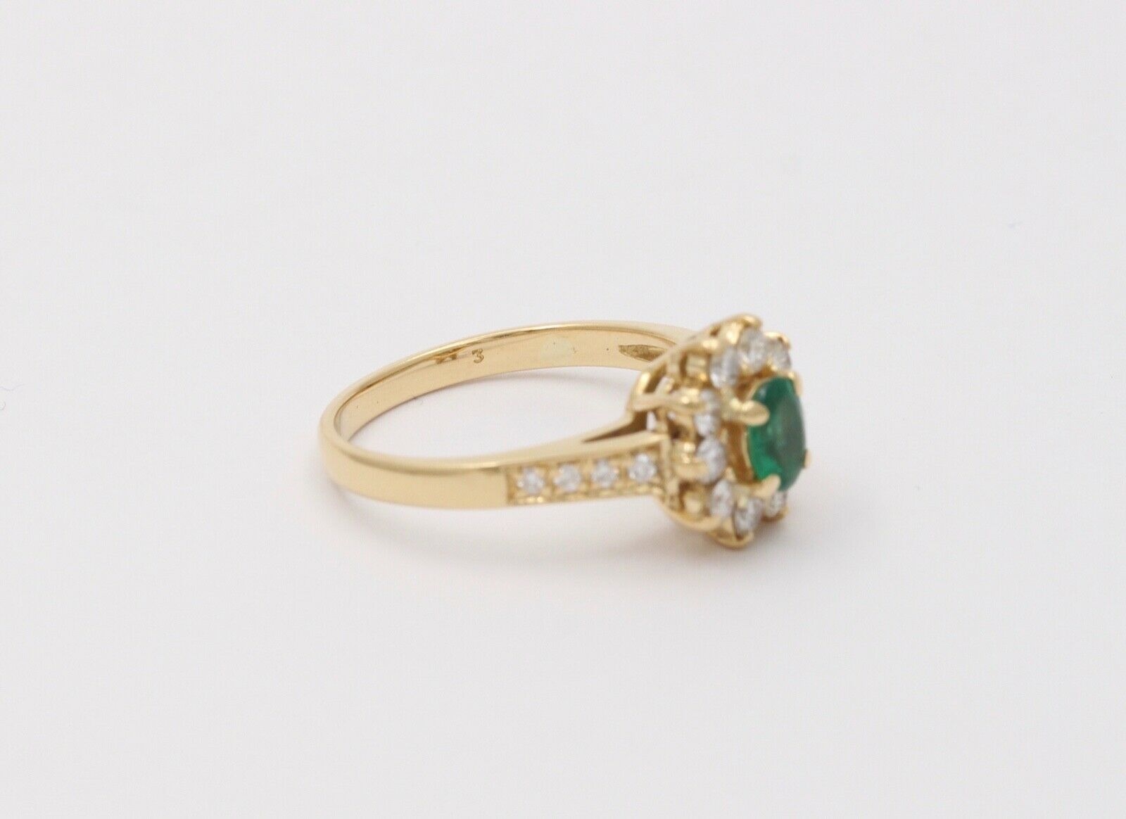 Vintage Cluster Emerald Diamonds 18K Yellow Gold Ring