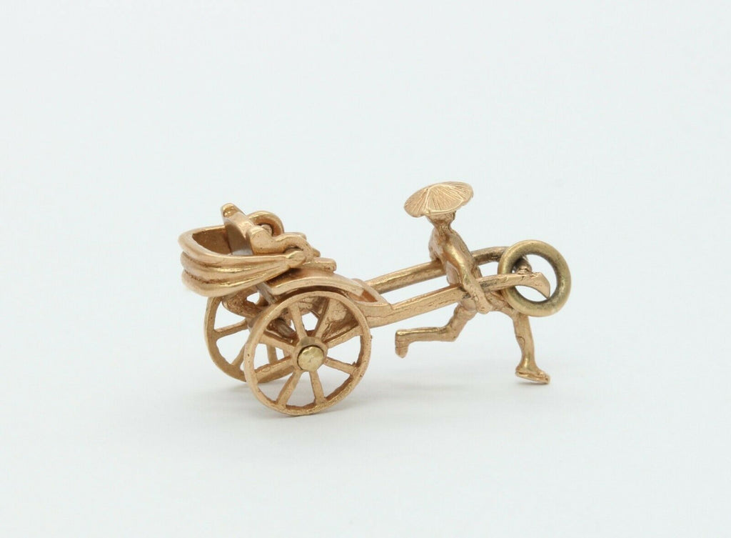 Vintage 14K Yellow Gold Rickshaw Charm
