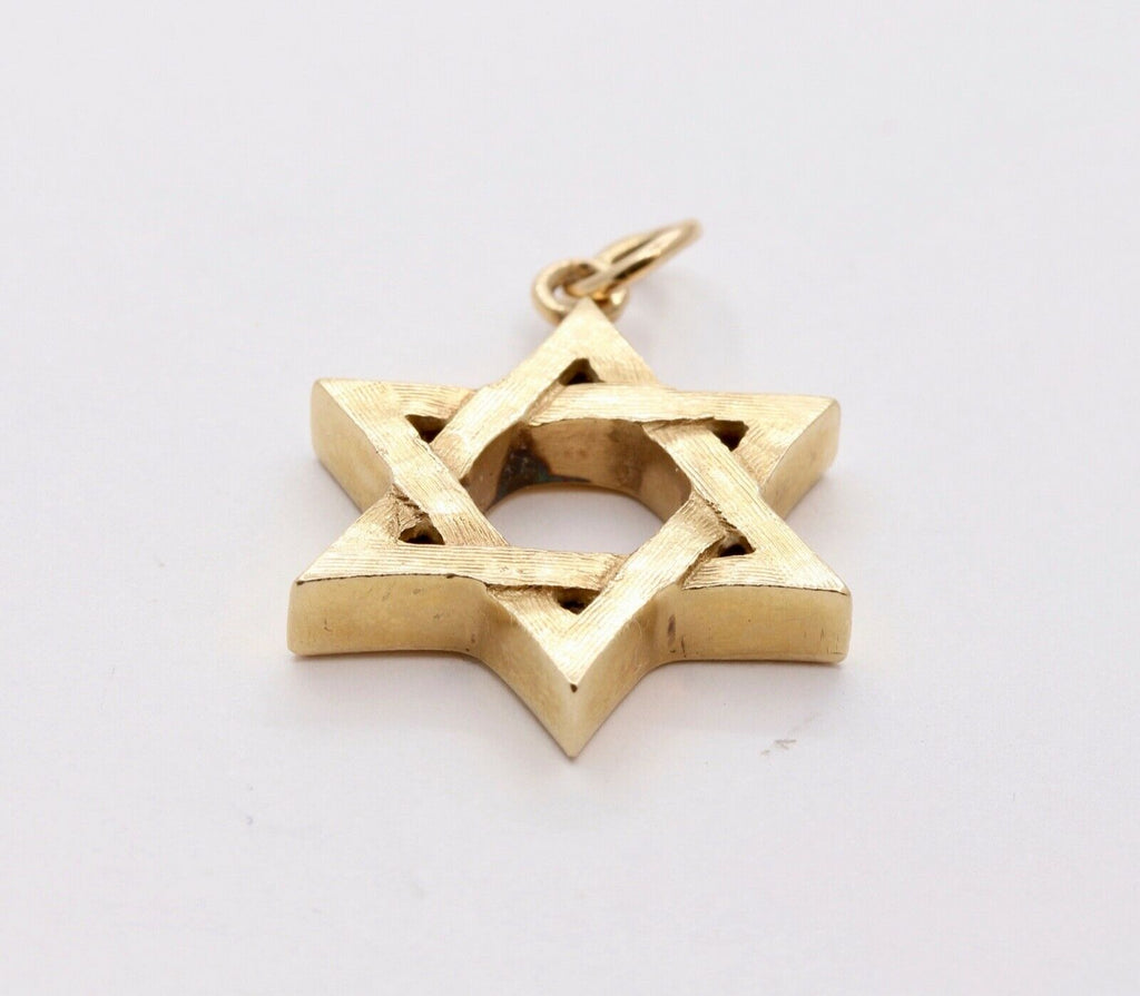 Vintage 14K Yellow Gold Star of David Pendant Charm