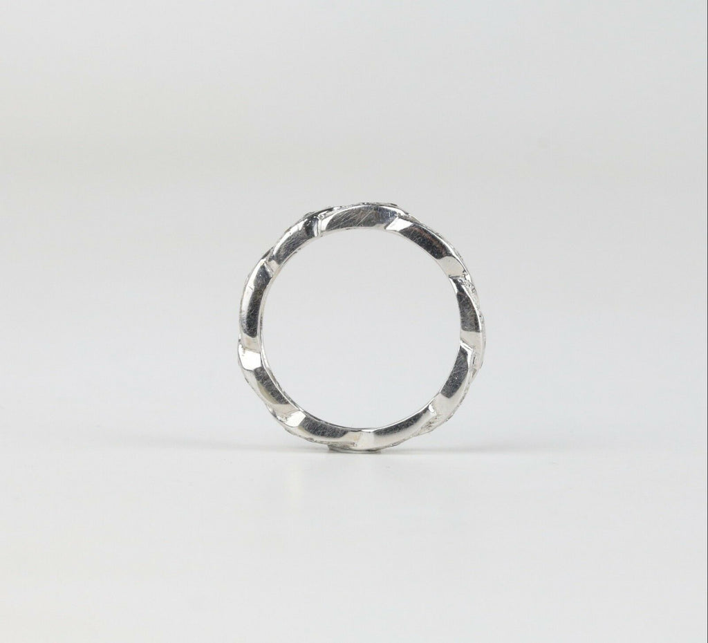 Vintage 14K White Gold Twist Eternity Band