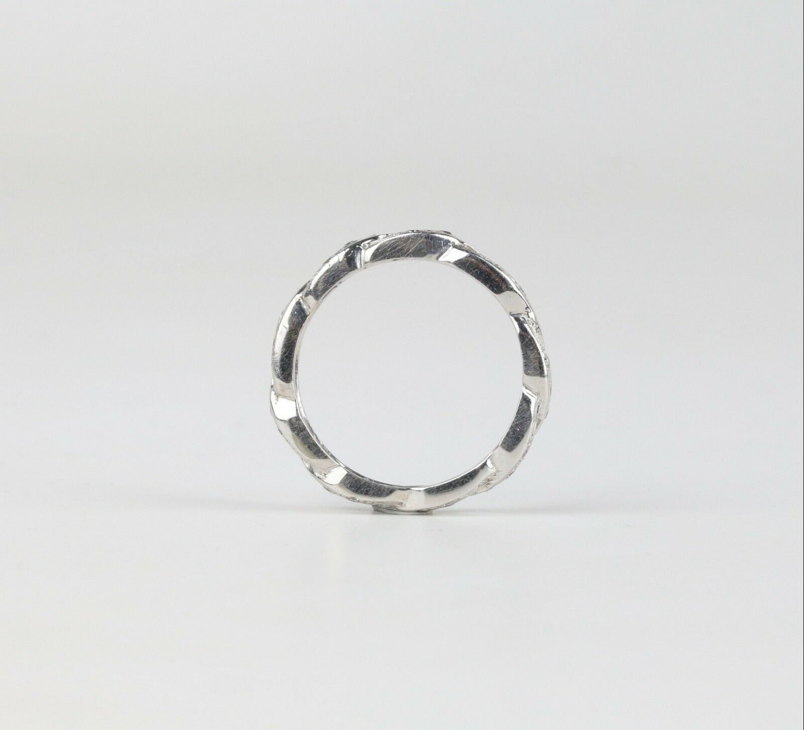 Vintage 14K White Gold Twist Eternity Band