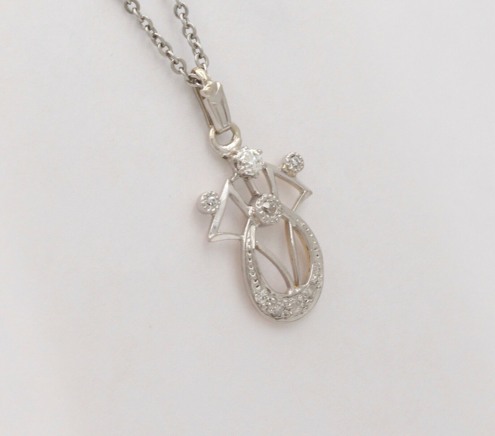 Art Deco Recreation Diamonds Platinum 14K Yellow Gold Pendant