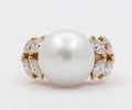 Vintage South Sea Pearl Diamonds 14K Yellow Gold Cocktail Ring