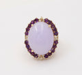 Vintage Cocktail Lavender Amethyst Diamonds 14K Yellow Gold Ring