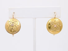 Load image into Gallery viewer, Victorian Flower 14K Yellow Rose Gold Dangle Earrings
