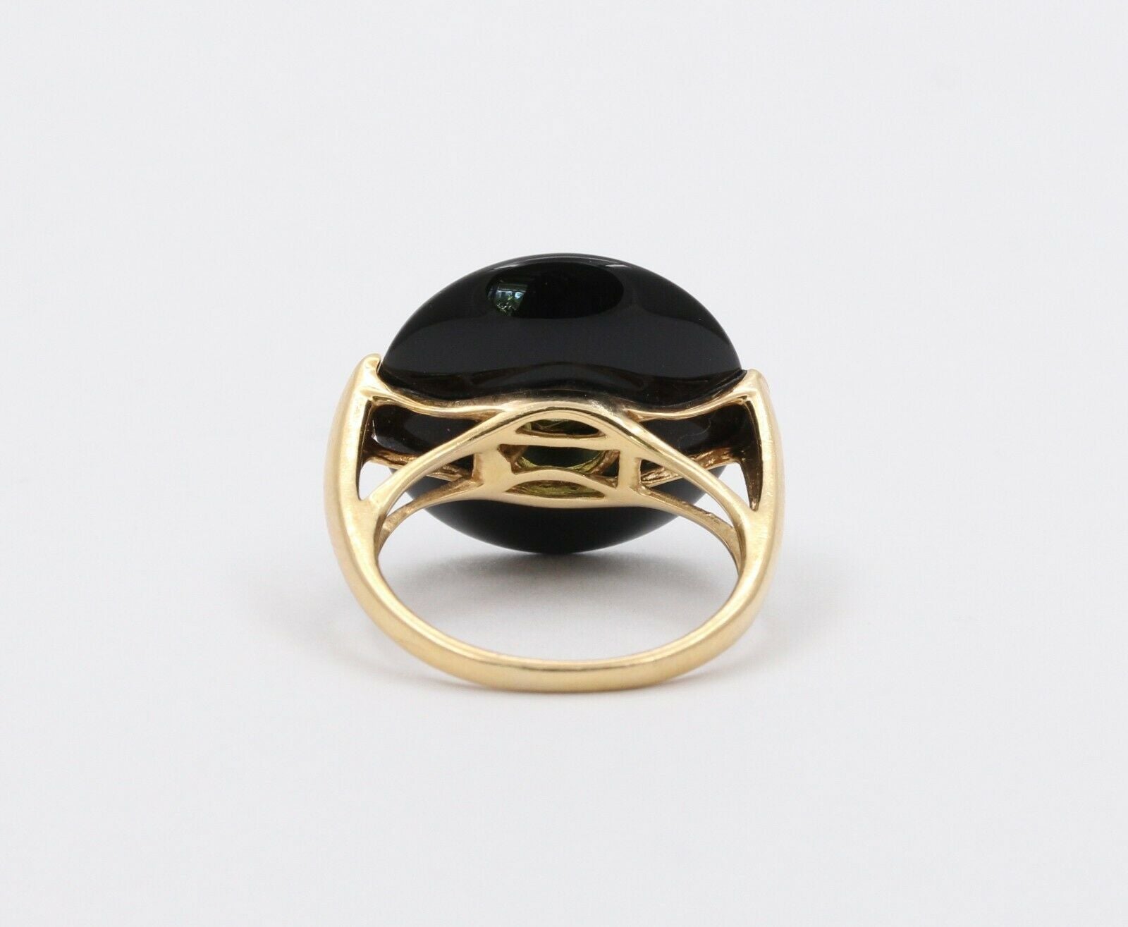Vintage Silver Plated in Gold Onyx Peridot Ring