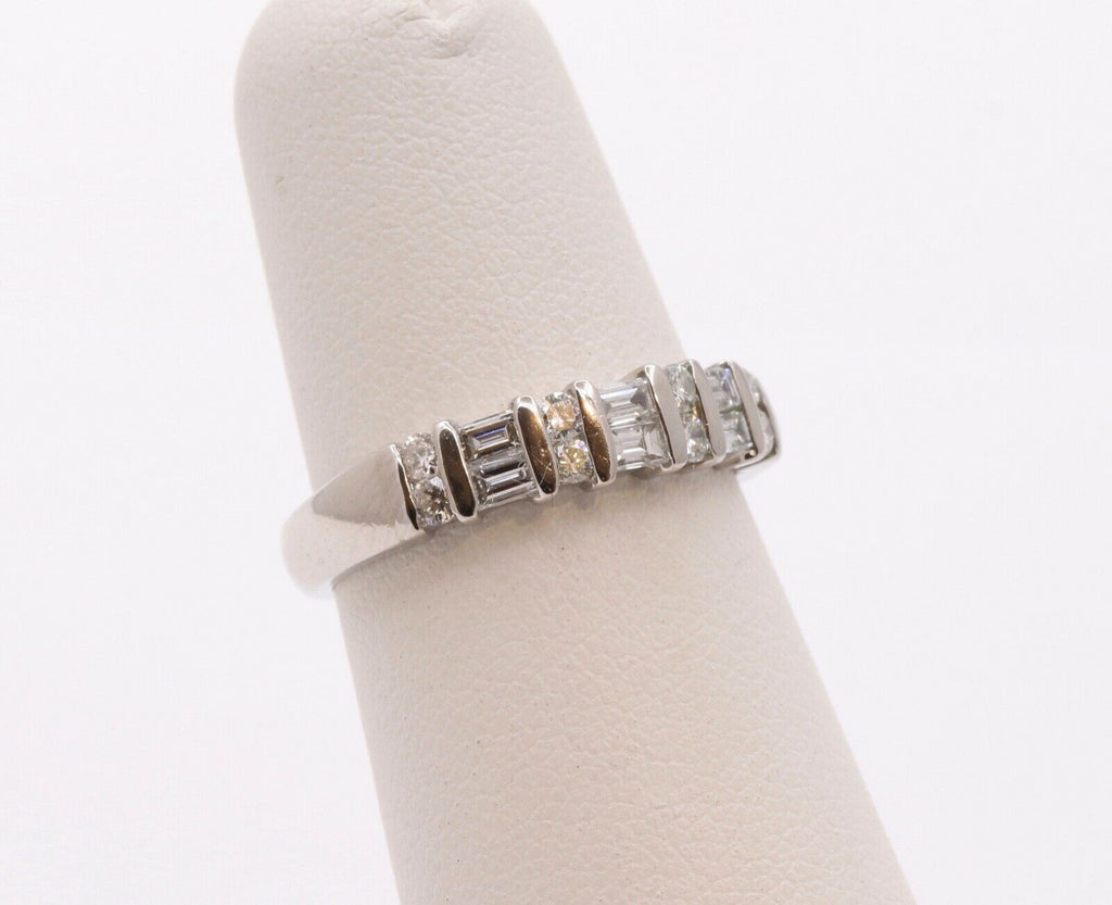 Vintage Ladies Diamonds Platinum Wedding Band Stackable Ring
