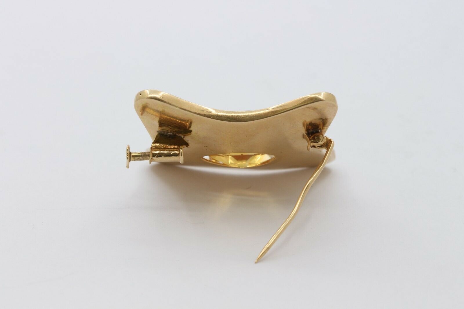 Vintage Heavy 18K Yellow Gold 20+ Carat Citrine Brooch