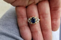 Beautiful Vintage Italian Ladies Blue Sapphire Diamonds 14K Yellow Gold Ring