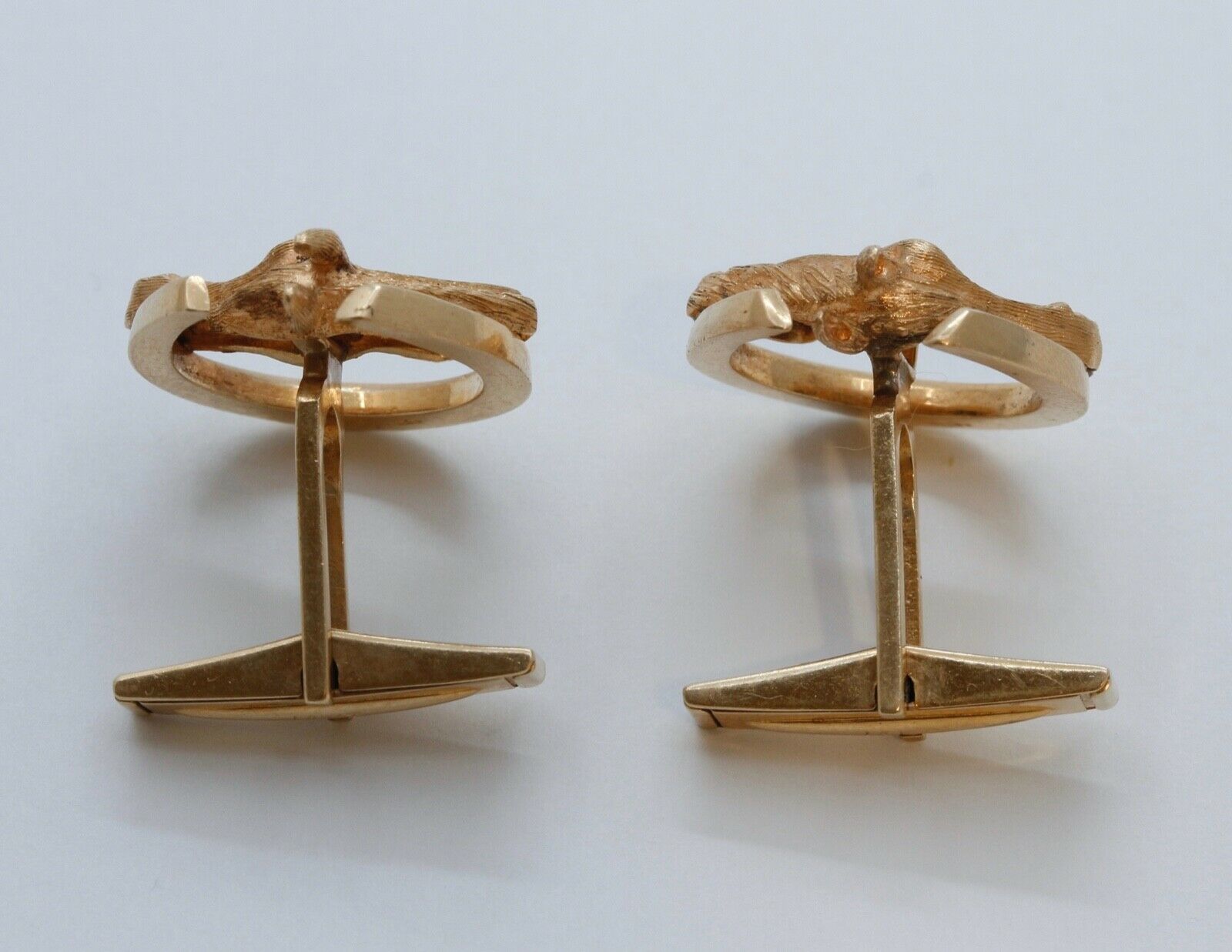 Vintage Men's Horse Head in a Horseshoe Rubies 14K Yellow Gold Cufflinks