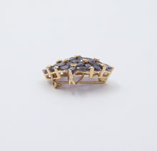 Load image into Gallery viewer, Vintage Tanzanite Diamonds 10K Yellow Gold Flower Pendant Brooch Pin
