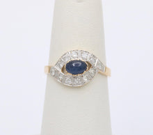 Load image into Gallery viewer, Vintage Sapphire Diamonds 14K White Yellow Gold Bypass Ring
