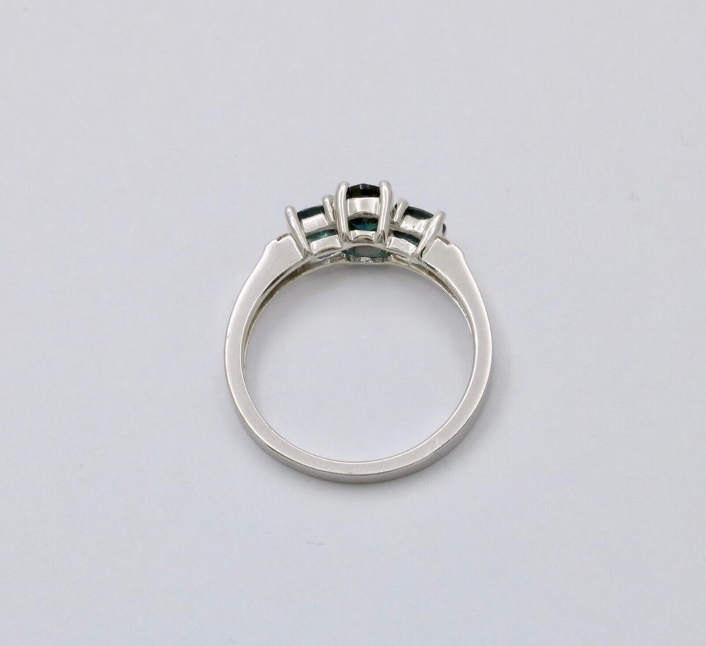 Vintage 14K White Gold Sapphire And Diamond Ring, Engagement Ring.