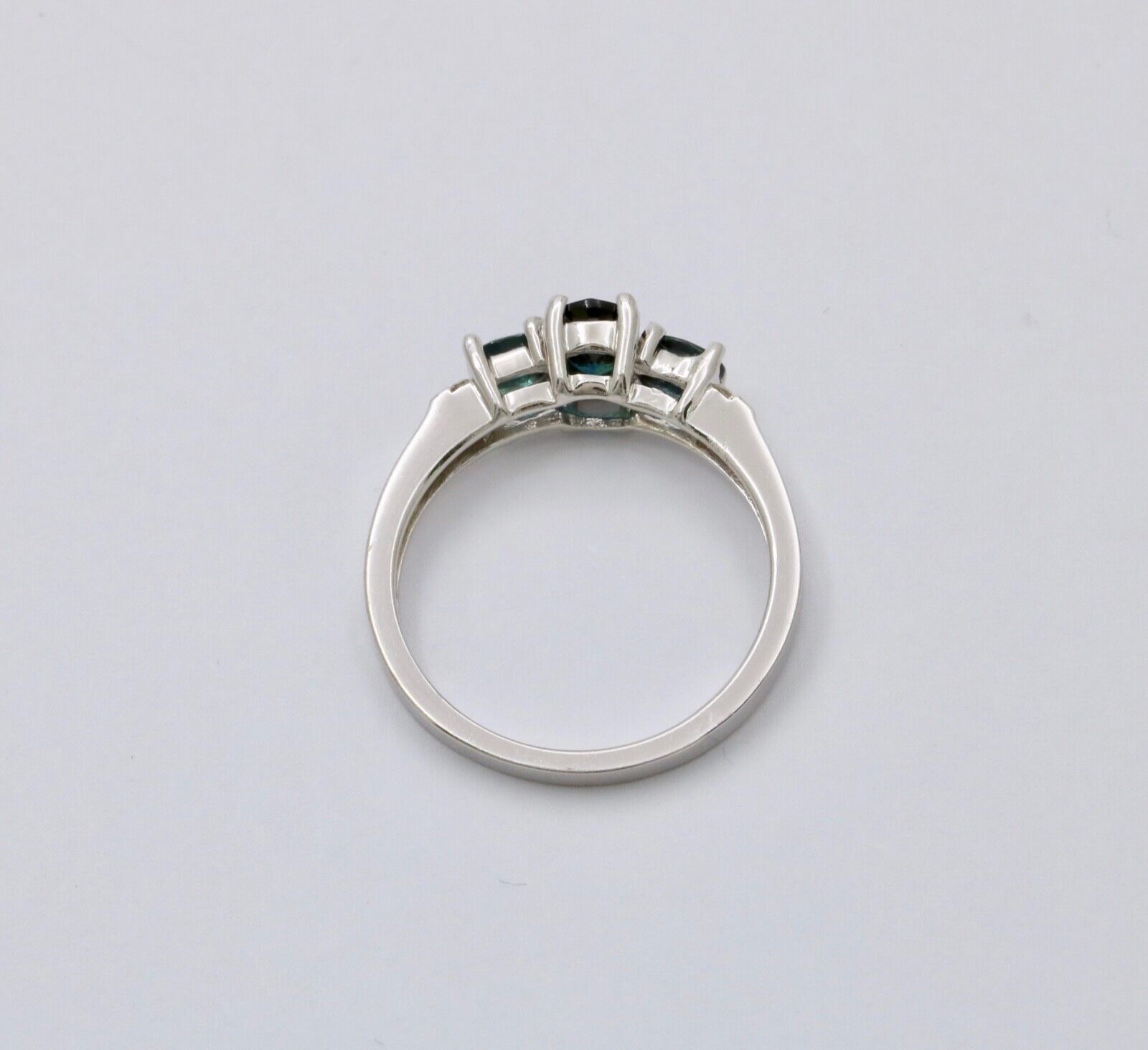 Vintage 14K White Gold Sapphire And Diamond Ring, Engagement Ring.