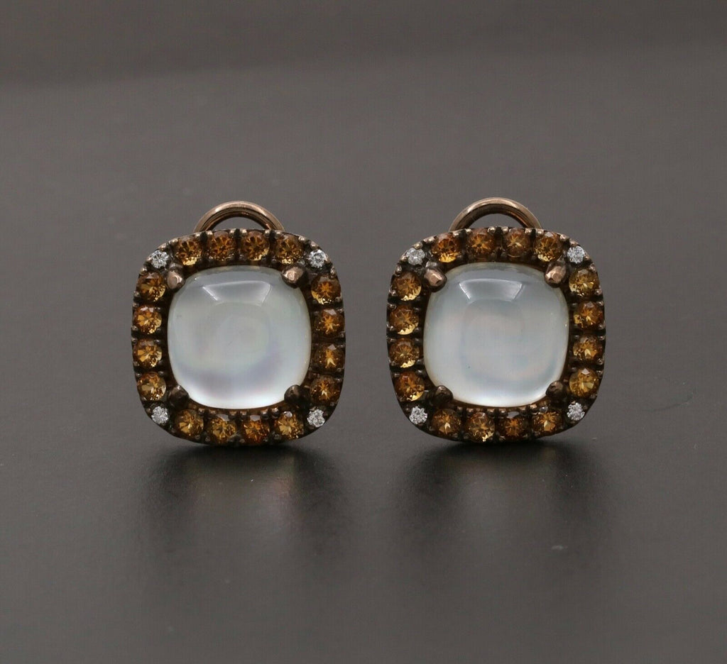 Vintage Italian Zoccai Crystal Diamonds Citrine 18K Earrings