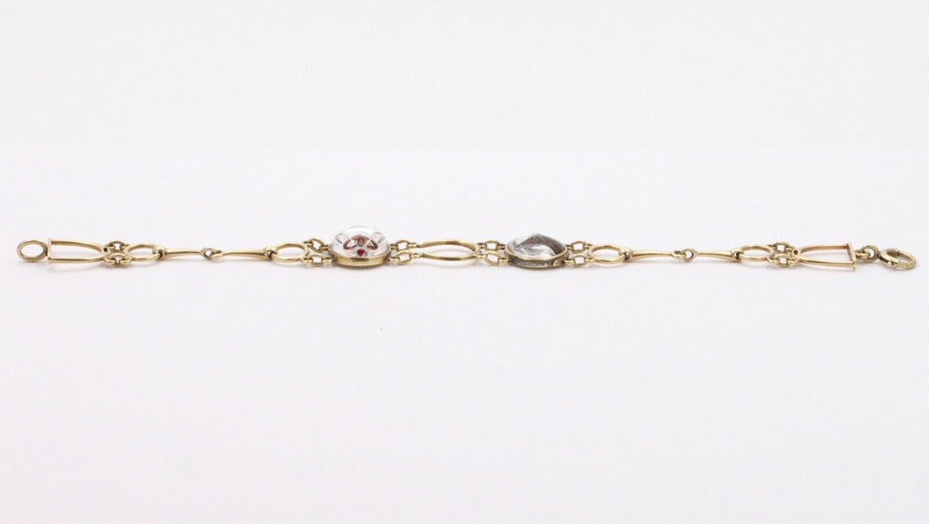 1924’s Antique Essex Crystal Horse & Fox 14K Gold Bracelet