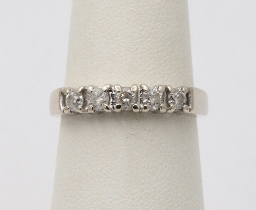 Vintage Diamonds 14k White Gold Wedding Stacking Band