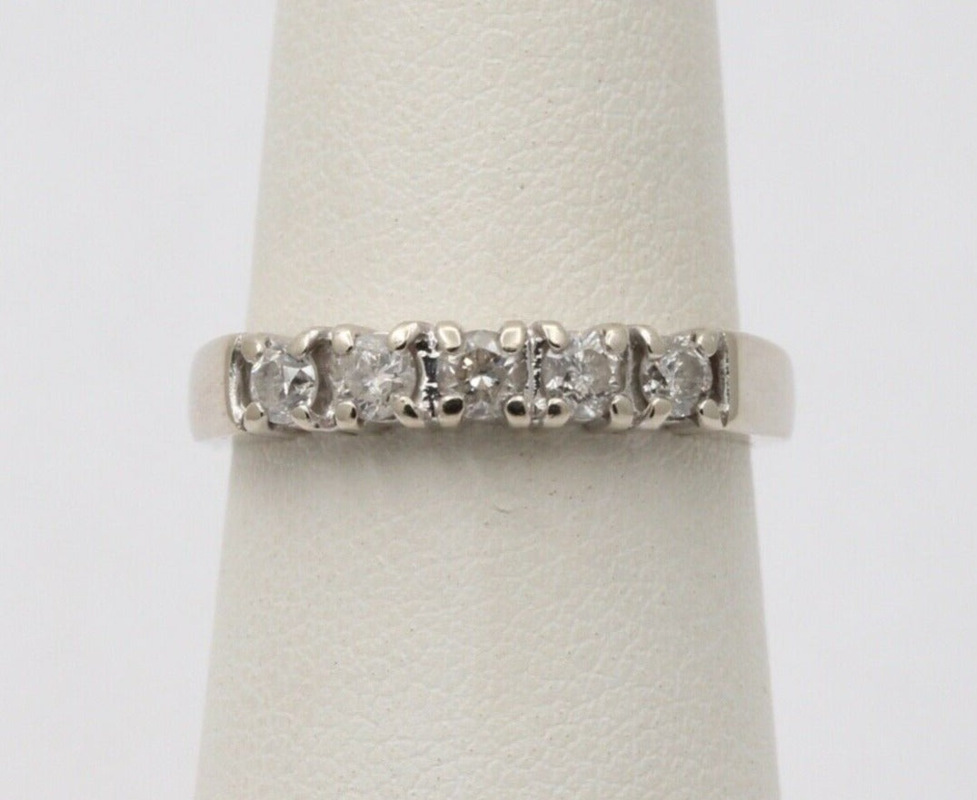 Vintage Diamonds 14k White Gold Wedding Stacking Band