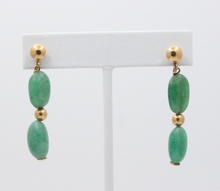 Load image into Gallery viewer, Vintage 14K Yellow Gold Aventurine Dangling Earrings
