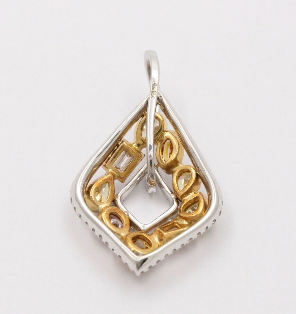 Parade Multi Color Diamond 18K White & Yellow Gold Pendant, Necklace. Estate