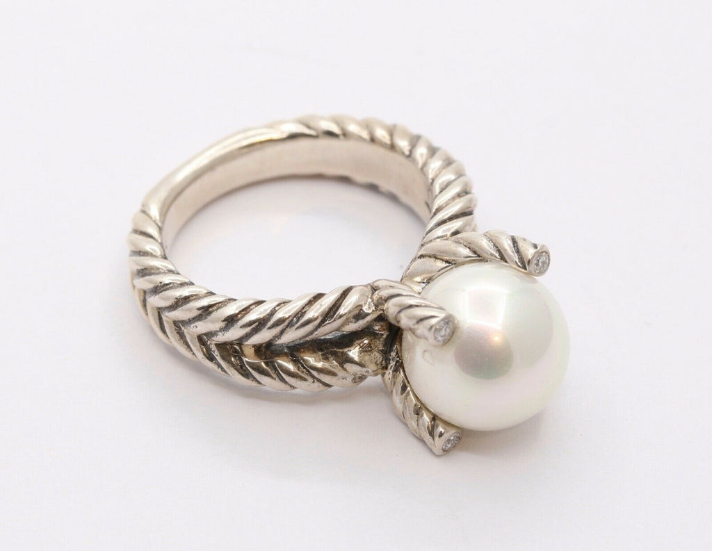 David Yurman Cable Pearl Ring with Diamonds