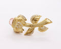 Judith Ripka Vintage 18K Yellow Gold Pink Topaz Citrine Diamond Floral Brooch