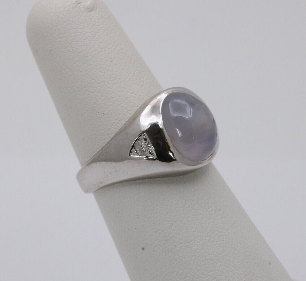 Vintage Star Sapphire Diamonds 14K White Gold Ring