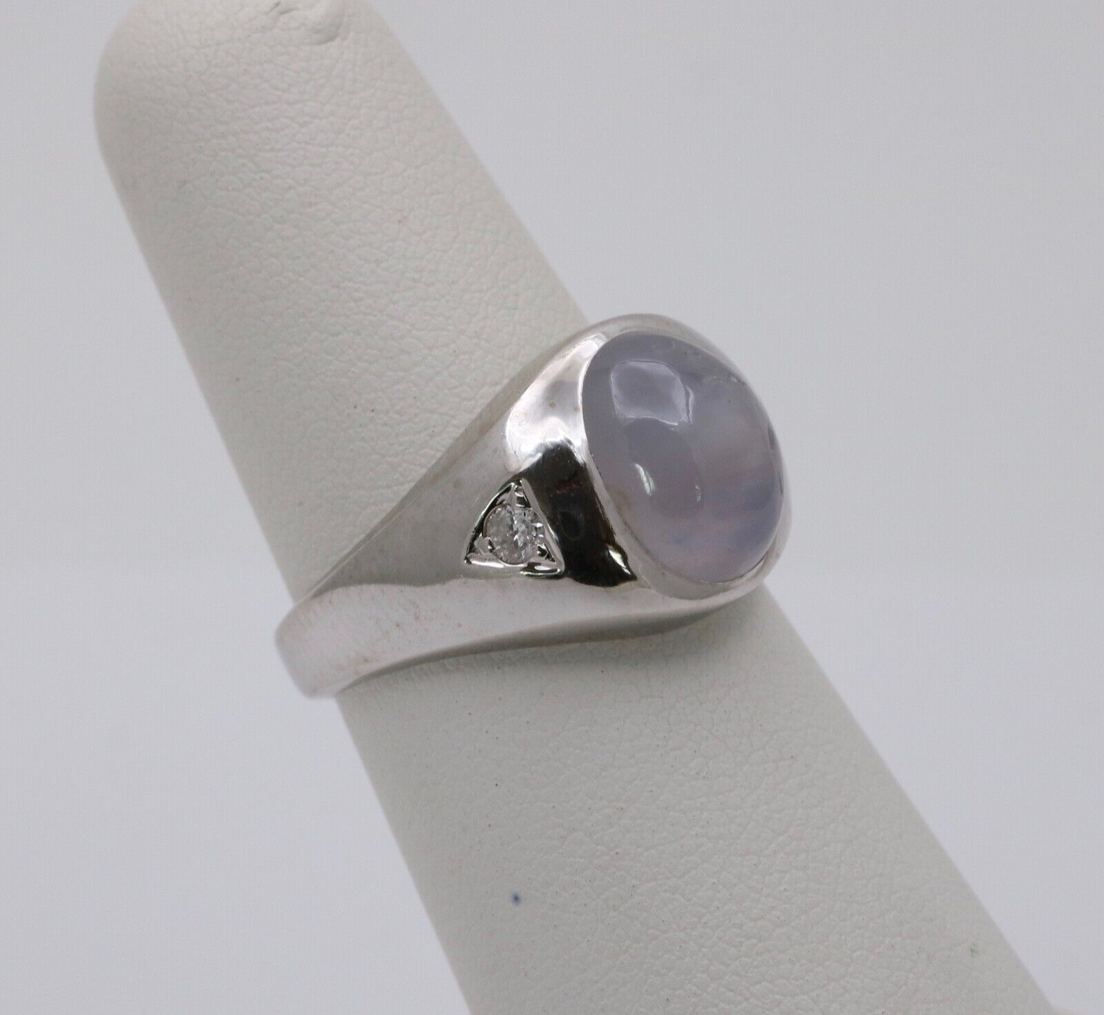 Vintage Star Sapphire Diamonds 14K White Gold Ring