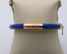 Load image into Gallery viewer, Vintage Lapis Lazuli 14K Yellow Gold Hinge Bracelet
