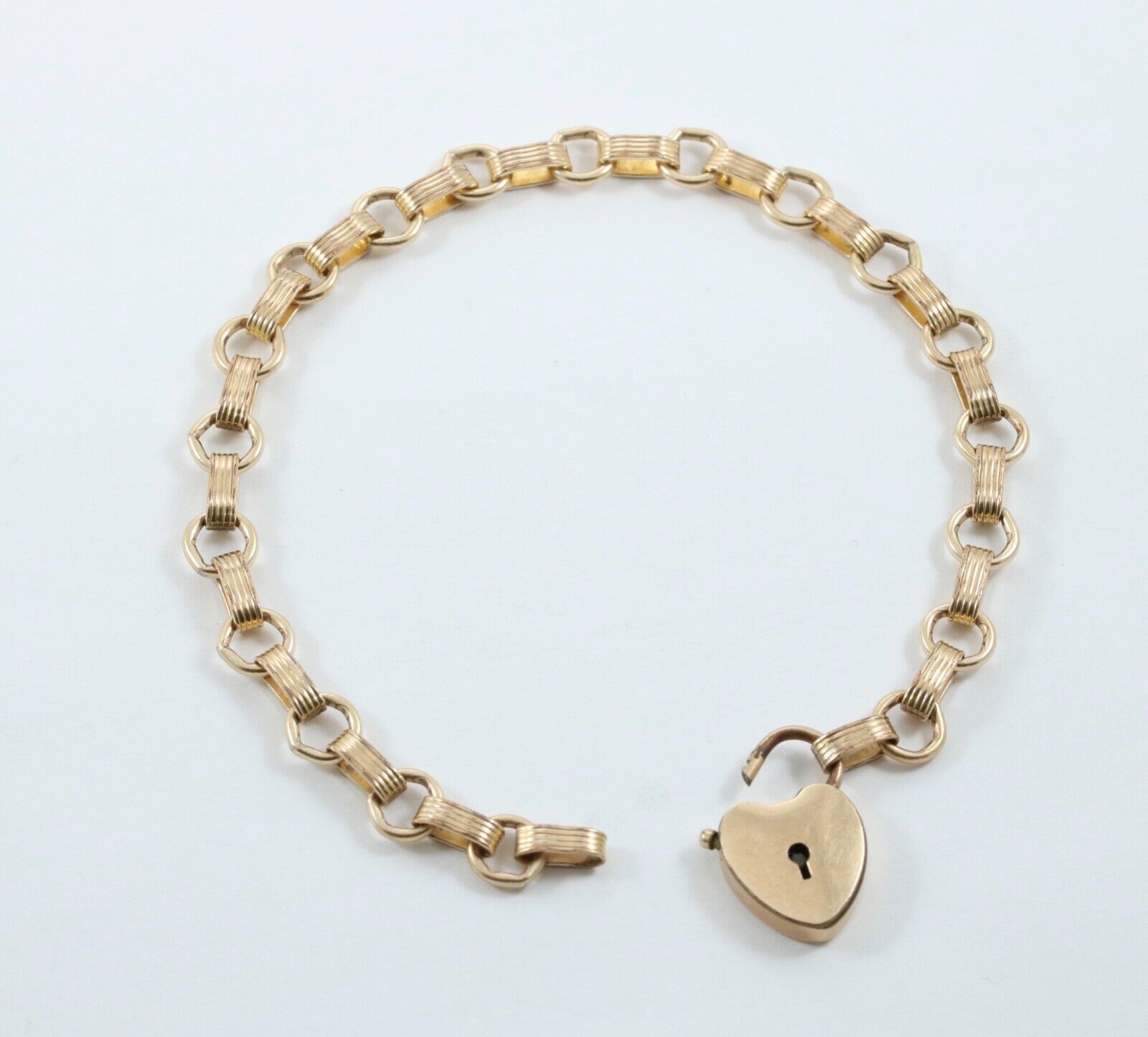 Antique 12K Yellow Gold Heart Padlock Bracelet