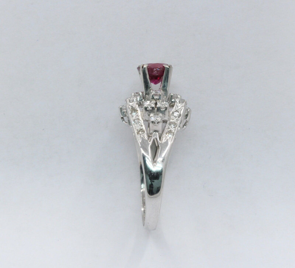 Vintage Ladies Ruby Diamonds 925 Silver Ring
