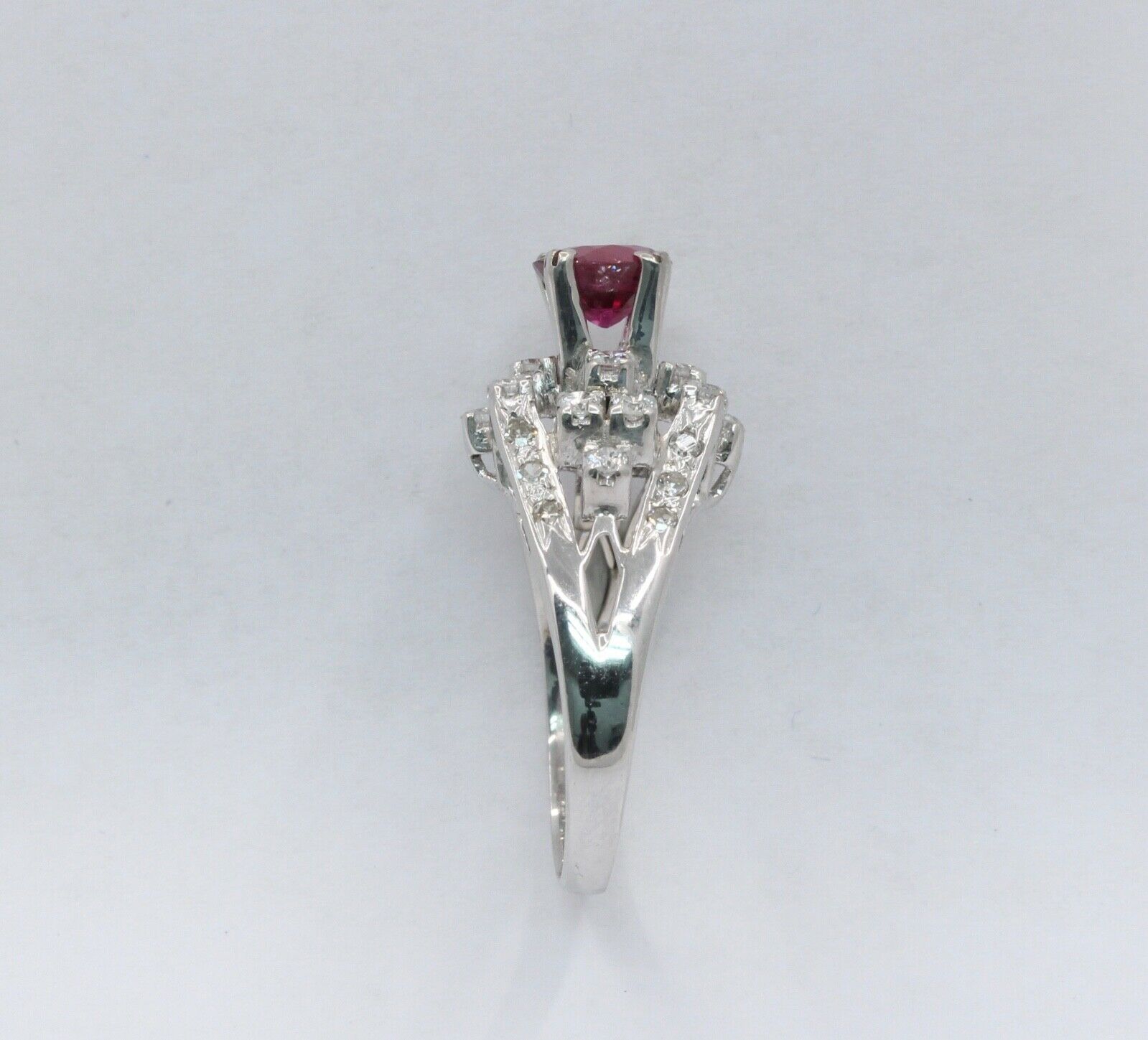 Vintage Ladies Ruby Diamonds 925 Silver Ring