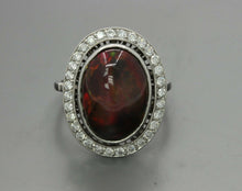 Load image into Gallery viewer, Vintage Platinum Black Australian Opal Diamond Cocktail Ring
