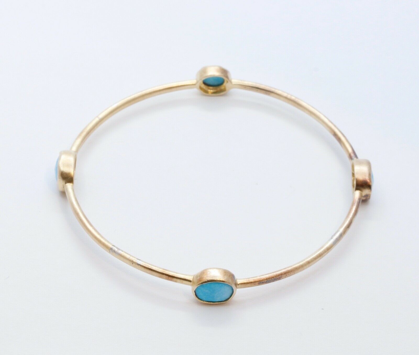 Vintage Ladies Turquoise 925 Gold Vermeil Bangle Bracelet