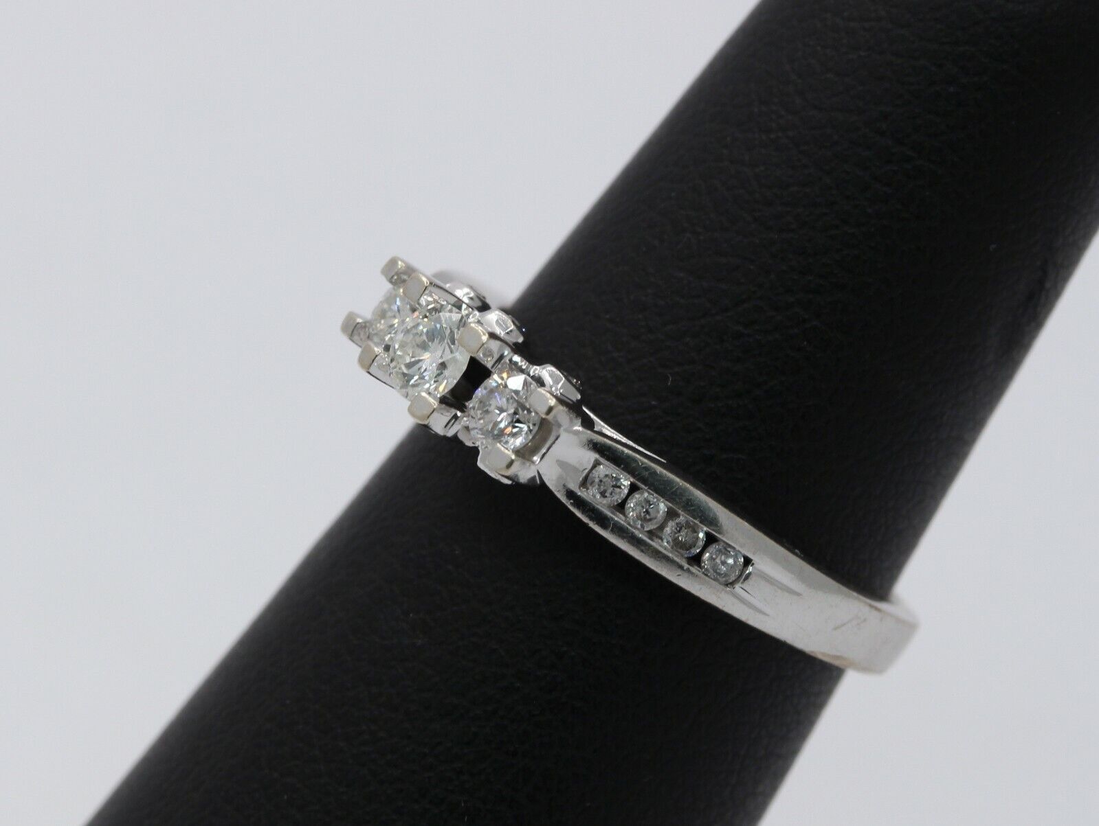 14K White Gold Three Diamond Engagement Ring