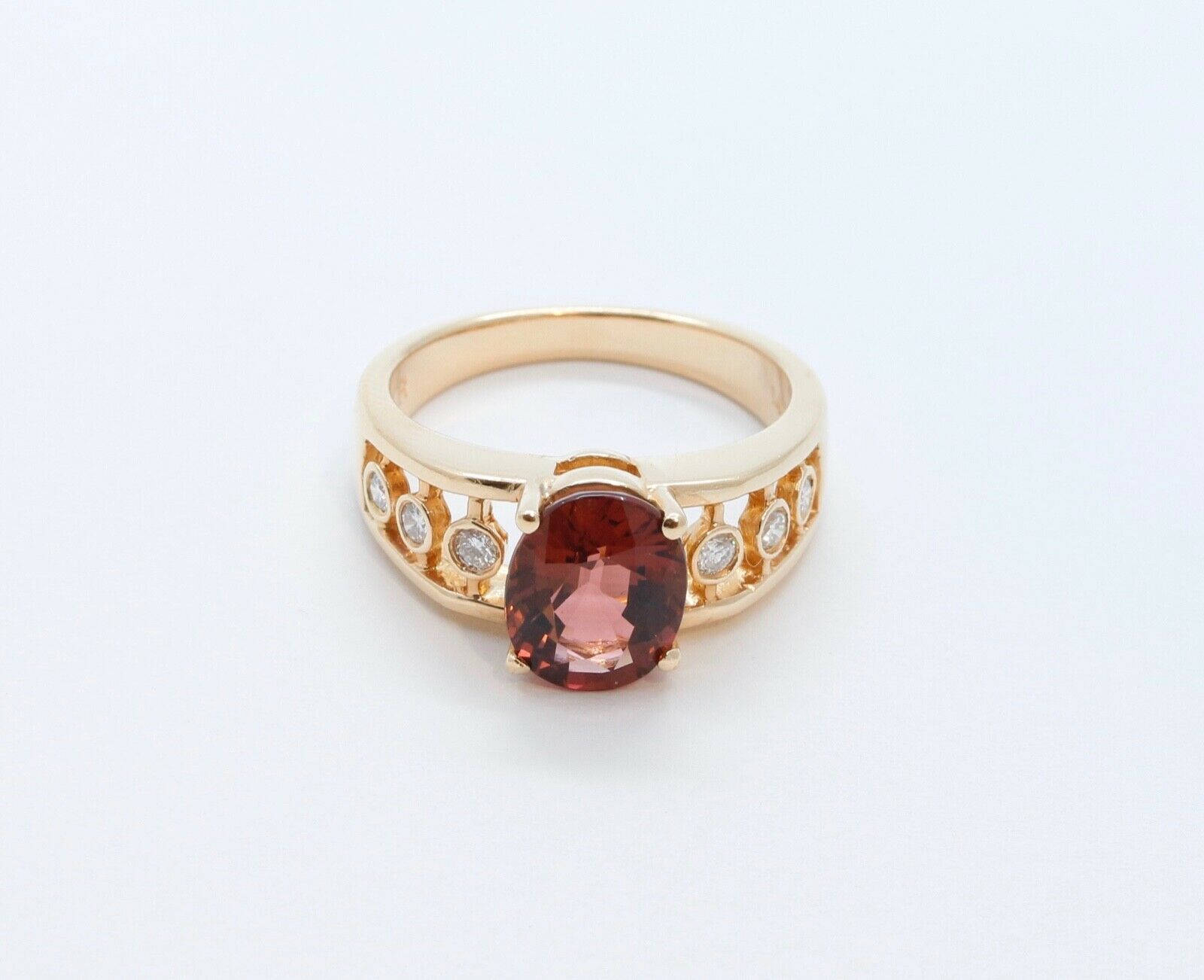Vintage Pink Tourmaline Diamonds 14K Yellow Gold Ring