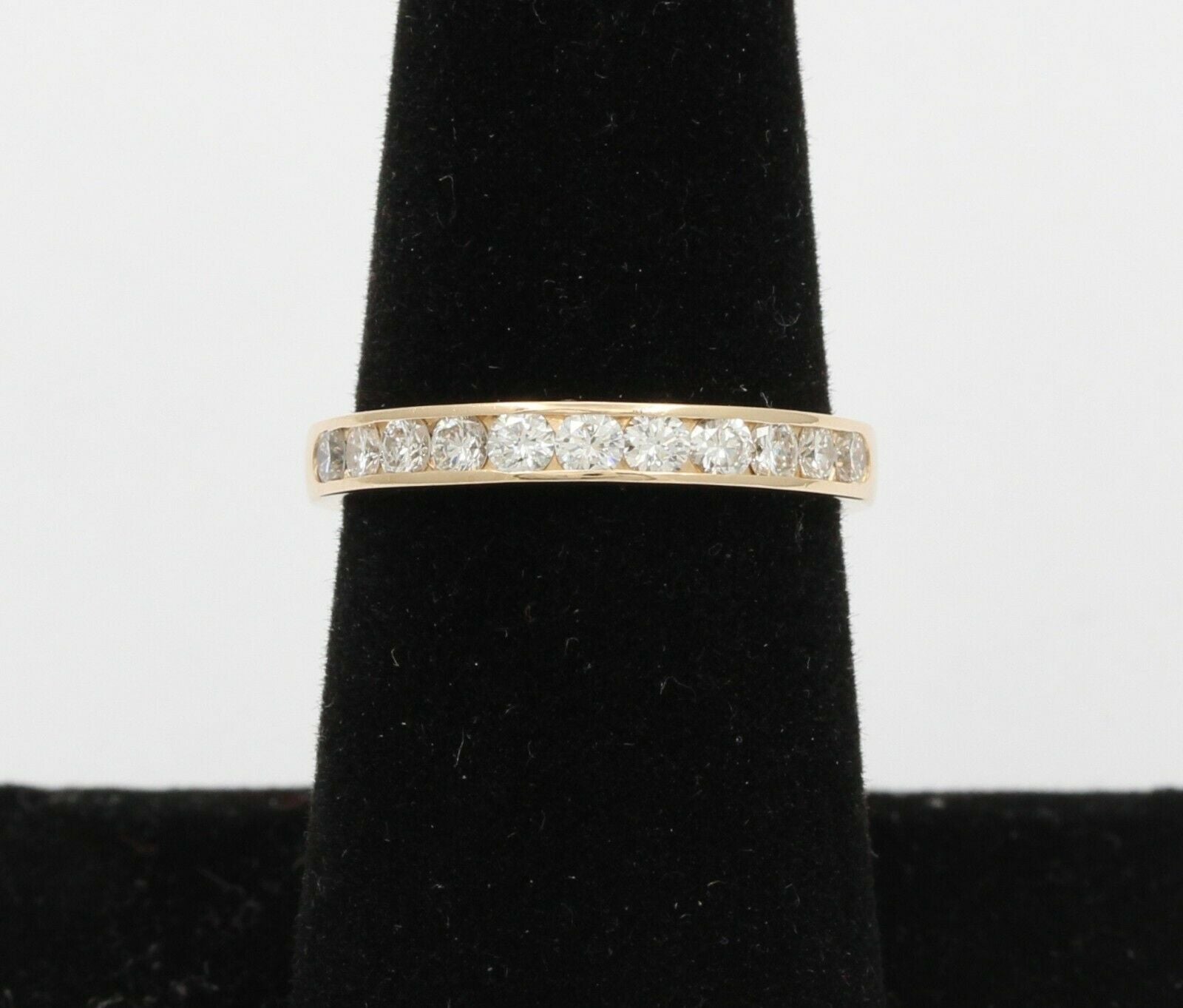Vintage 14K Yellow Gold Half Eternity Diamond Wedding Band