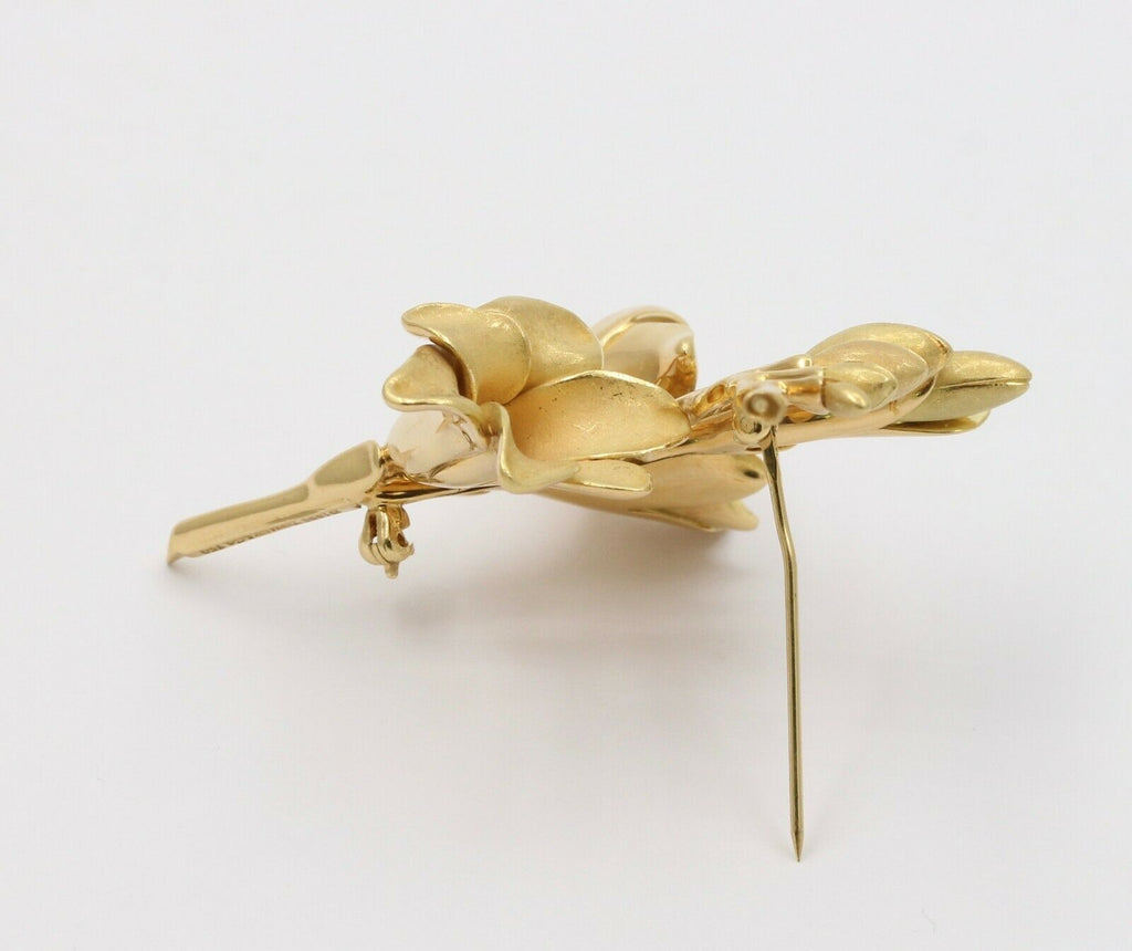 Vintage Tiffany & Co 18K Yellow Gold Heavy Floral Brooch