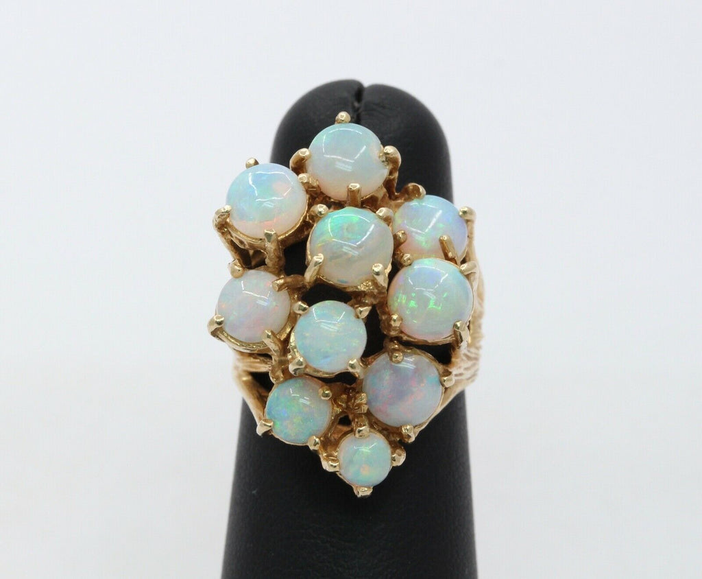 Vintage Ladies Opals 14K Yellow Gold Cocktail Cluster Ring