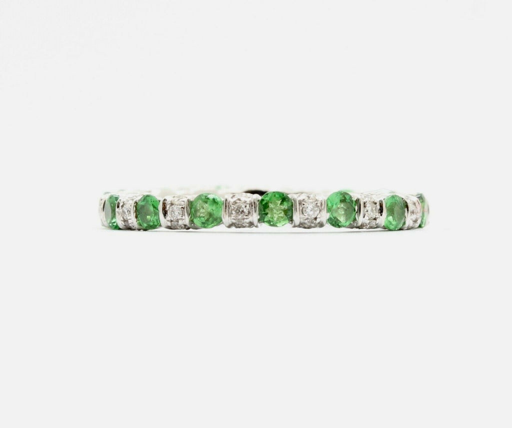 Green Garnet Diamond Eternity Stackable Band