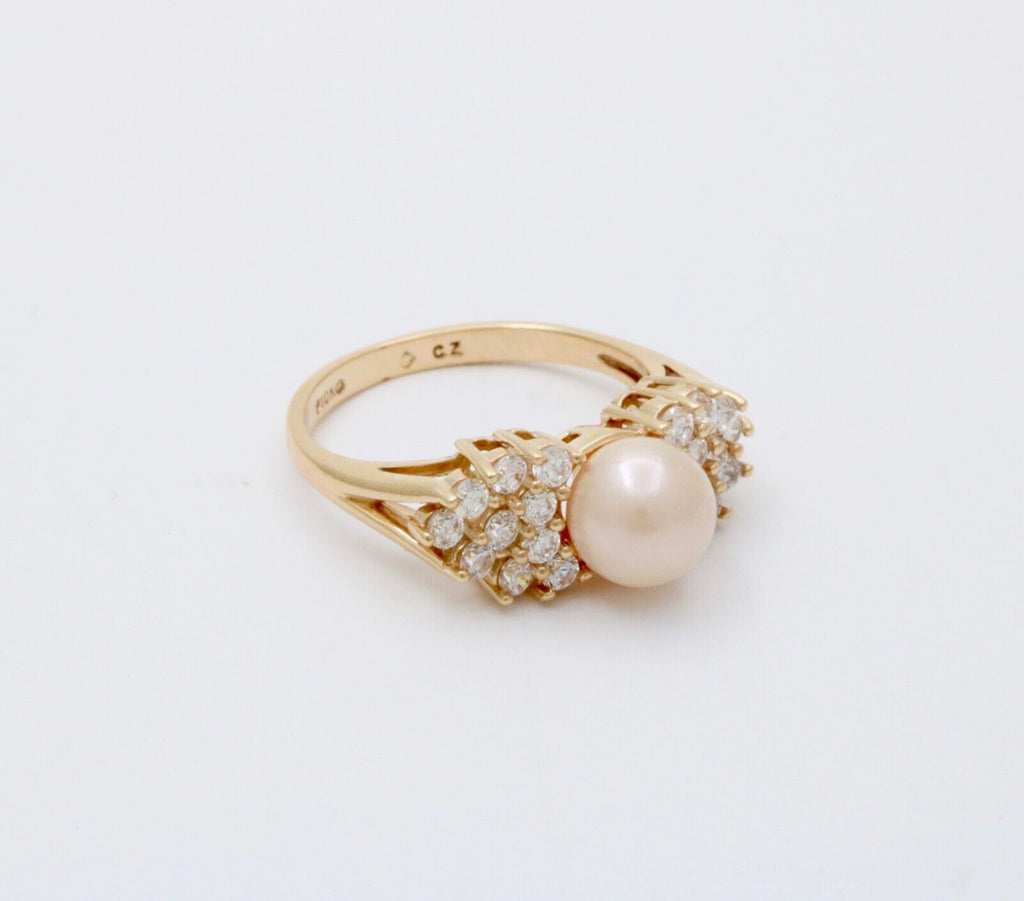 Vintage 10K Gold Pearl Cocktail Ring.